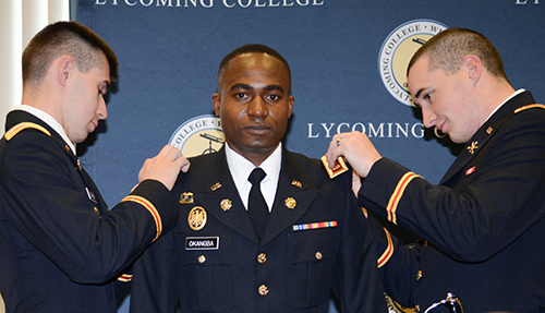 Lt. Nnamdi Okangba is commissioned for the U.S. Army.